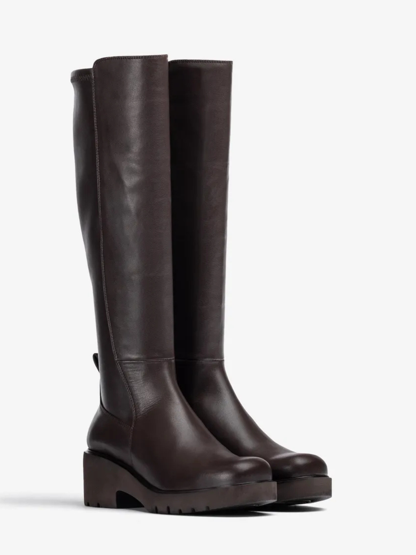 Unisa - Long Coconut Brown Leather Block Heel Boot