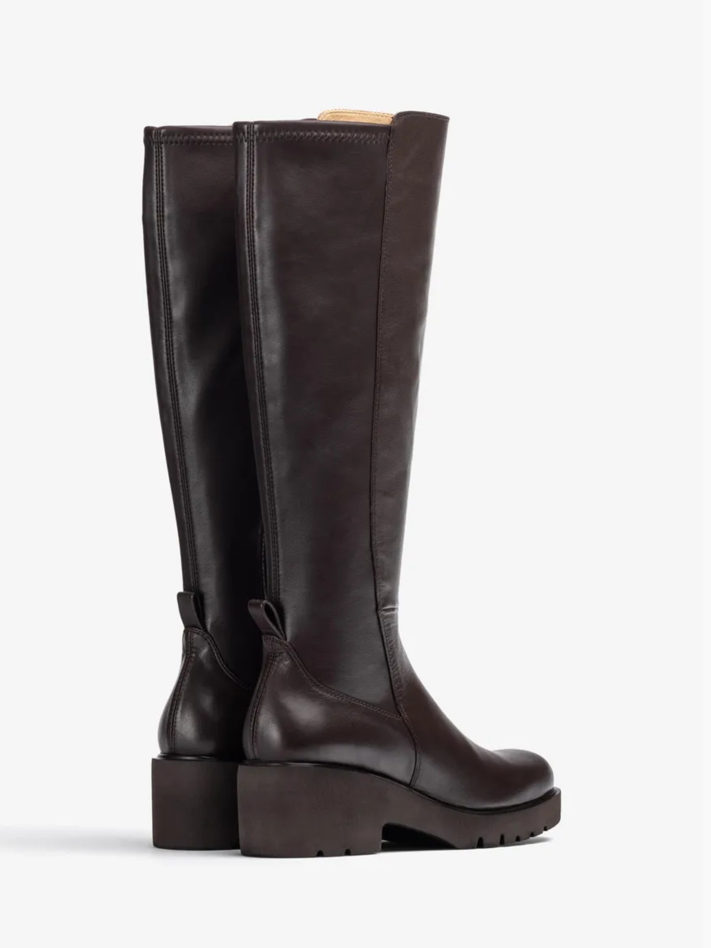 Unisa - Long Coconut Brown Leather Block Heel Boot