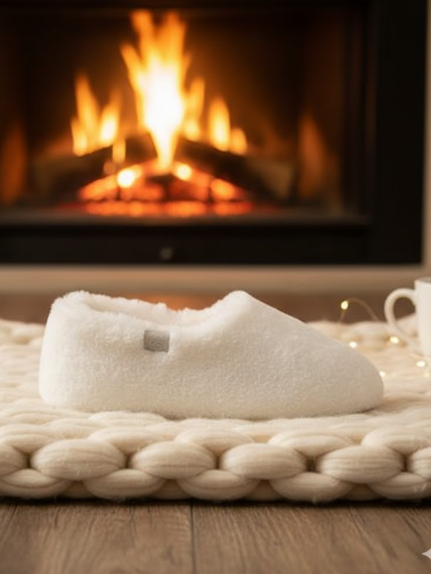 Another Step - Fluffy White Closed in Slipper