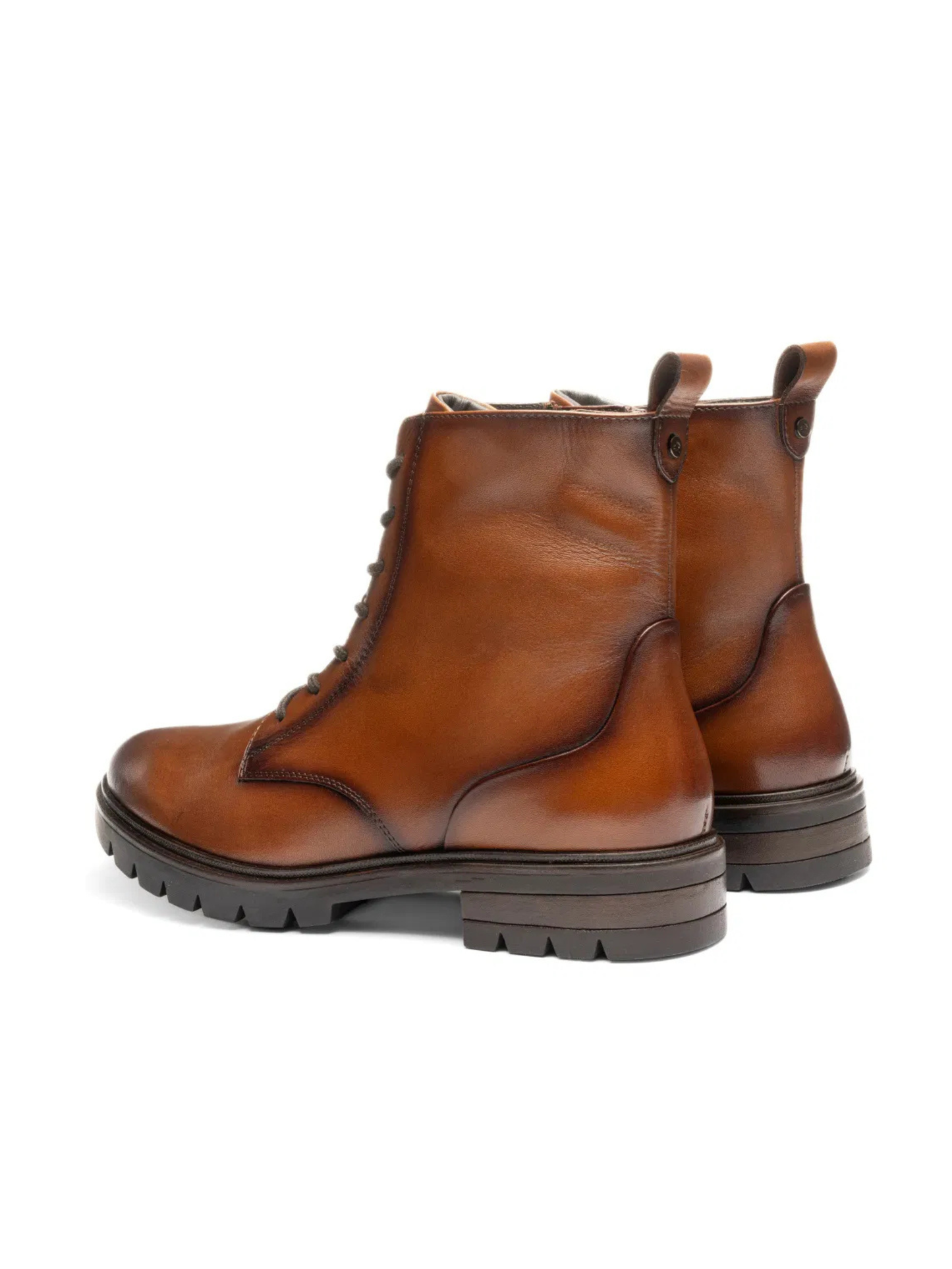Ara - Rich Tan Lace Up Leather Boot with Rugged Sole