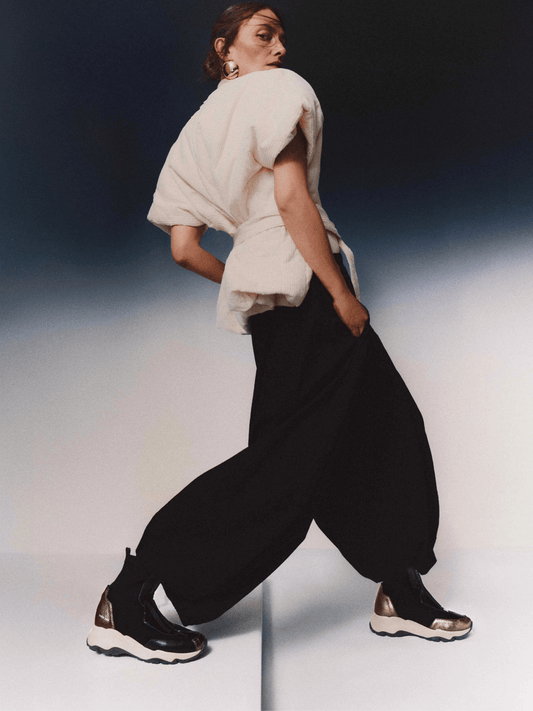 Hispanitas - Black Sporty Sole Zip Up Boot With Metallic Trim