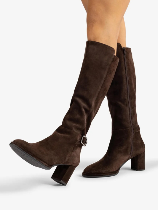 Unisa - Chocolate Brown Suede Block Heel Long Boot