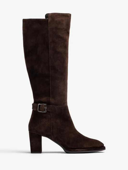 Unisa - Chocolate Brown Suede Block Heel Long Boot