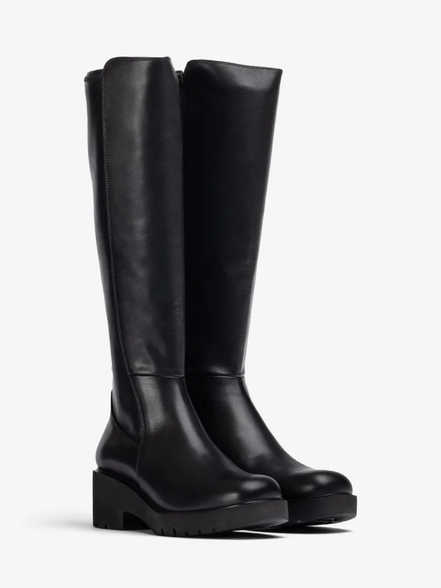 Unisa - Long Black Leather Block Heel Boot