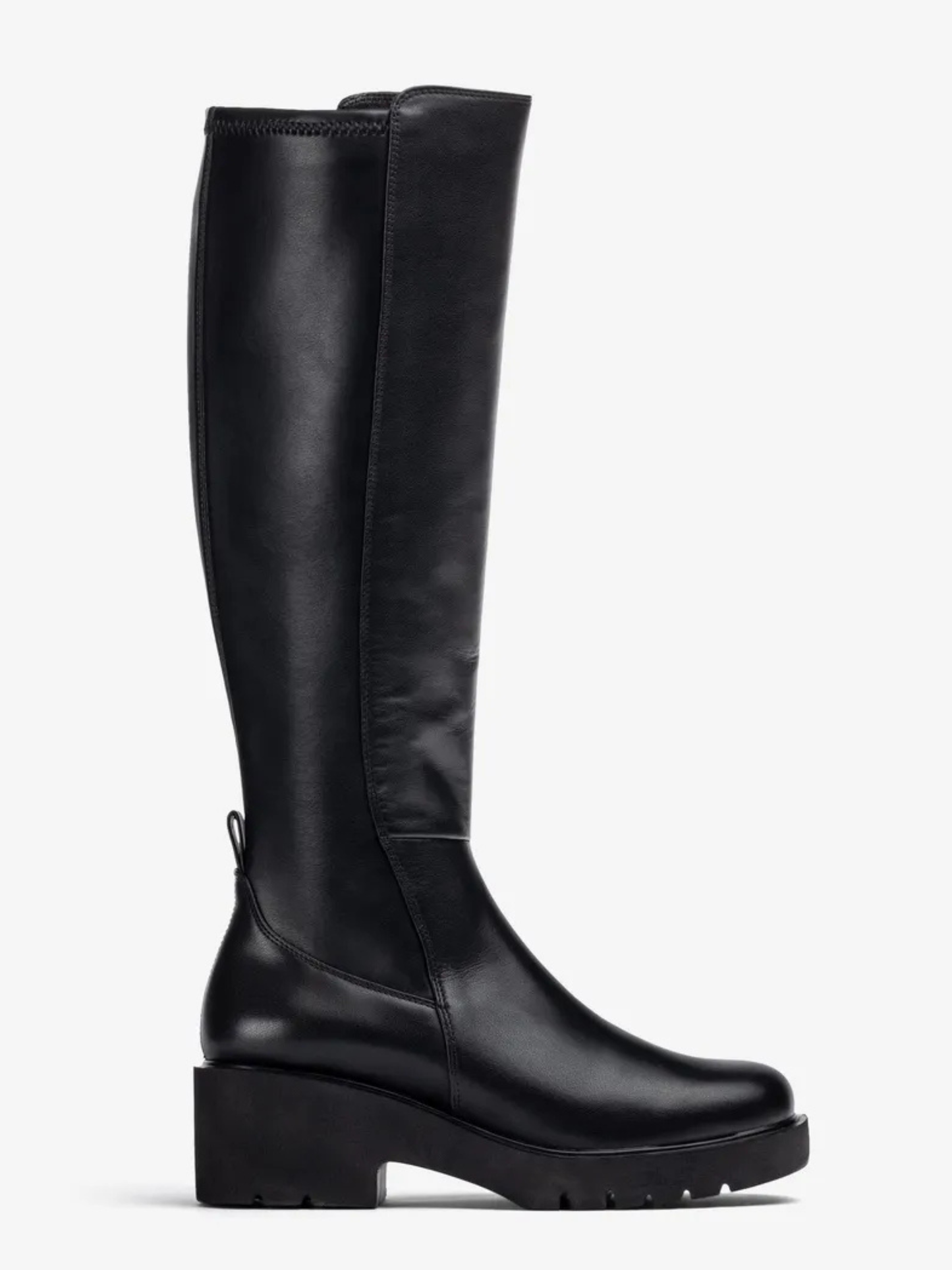 Unisa - Long Black Leather Block Heel Boot