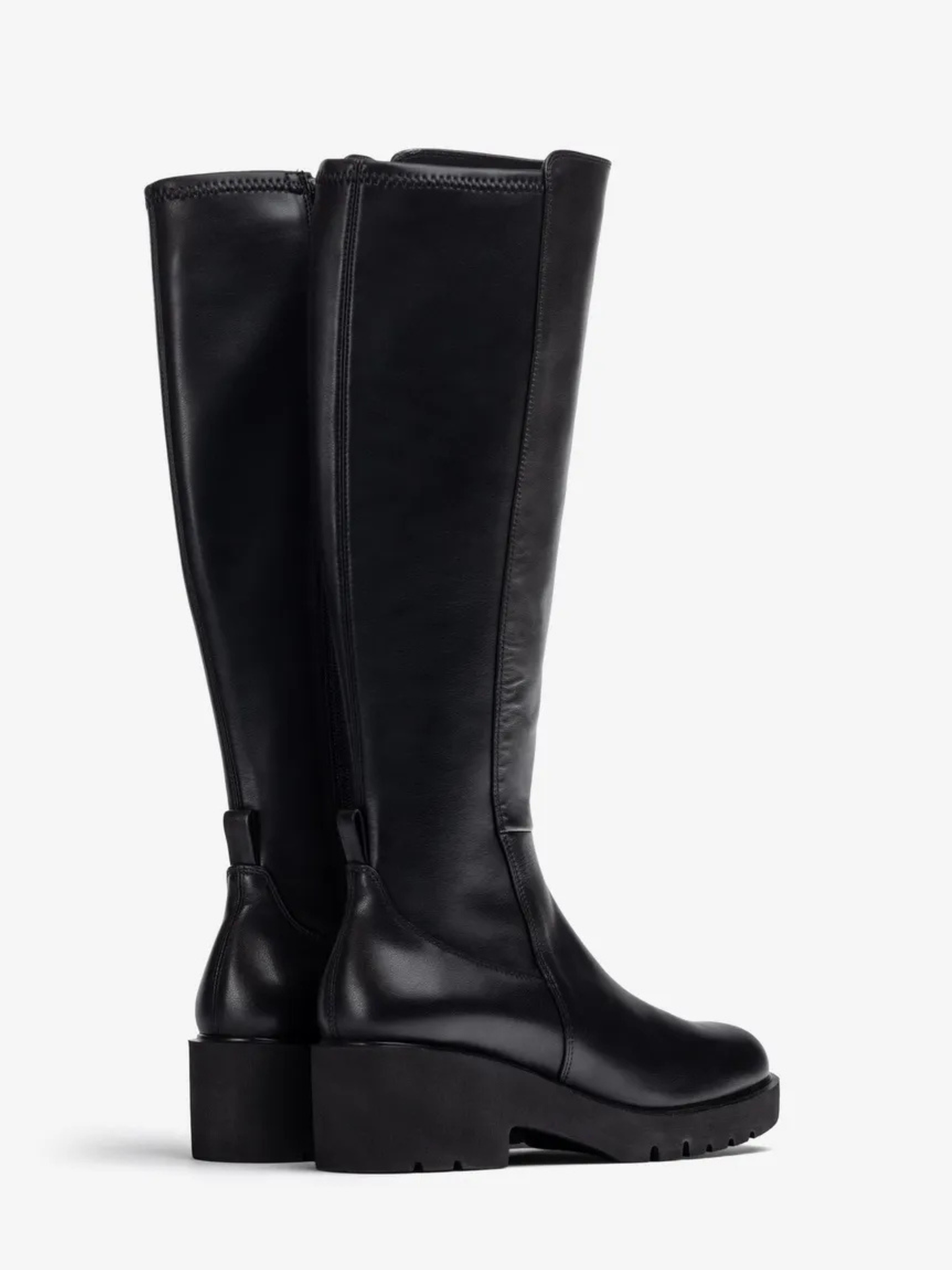 Unisa - Long Black Leather Block Heel Boot