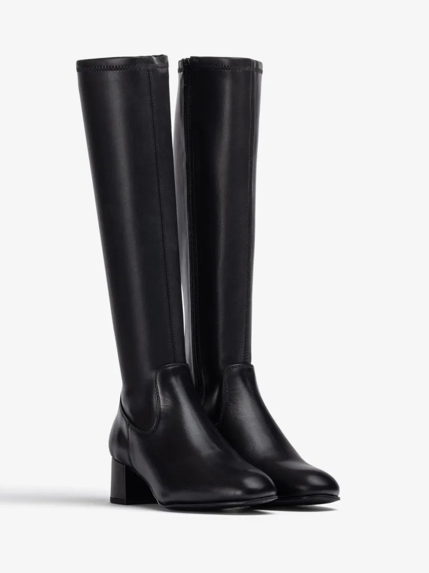 Unisa - Long Black Leather Block Heel Boot