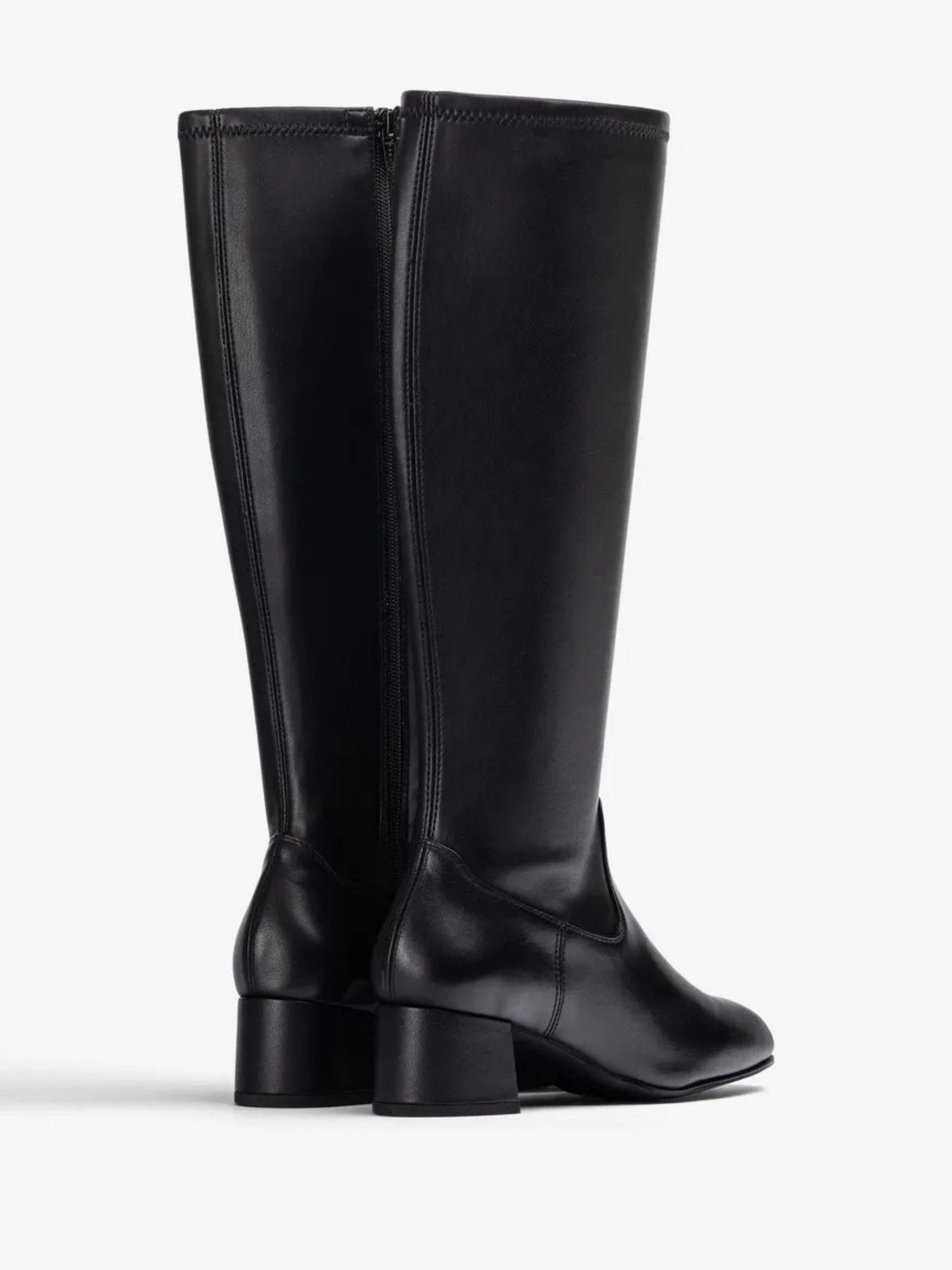 Unisa - Long Black Leather Block Heel Boot