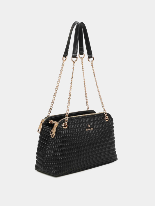 Binnari - Patty Black 2 Zip Shoulder Bag