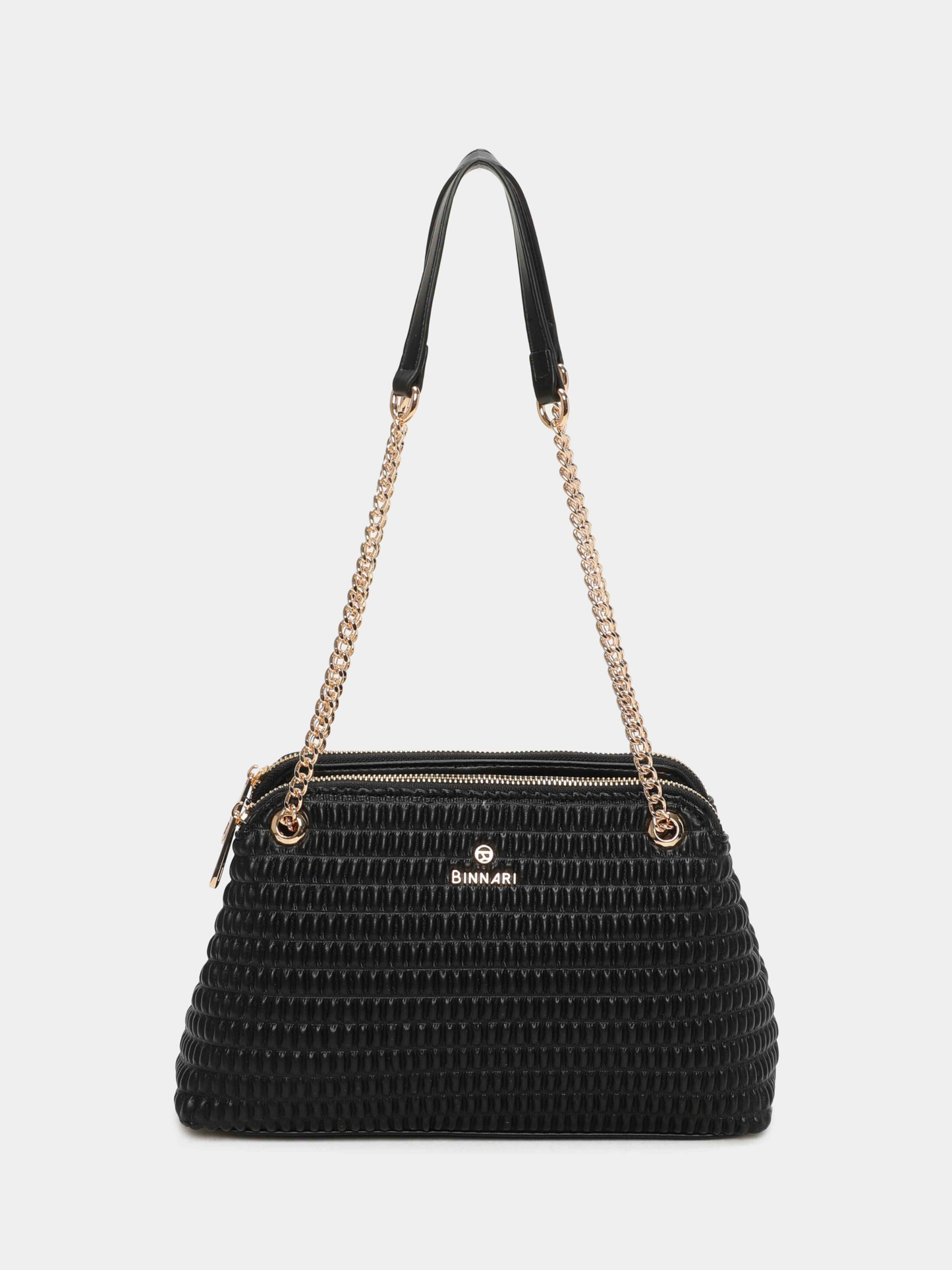 Binnari - Patty Black 2 Zip Shoulder Bag