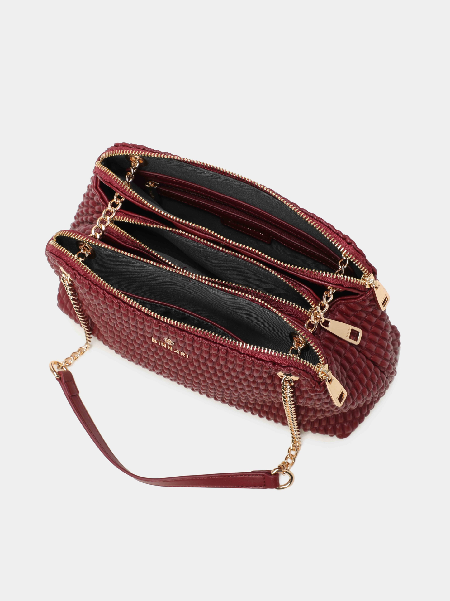 Binnari - Patty Bordeaux 2 Zip Shoulder Bag