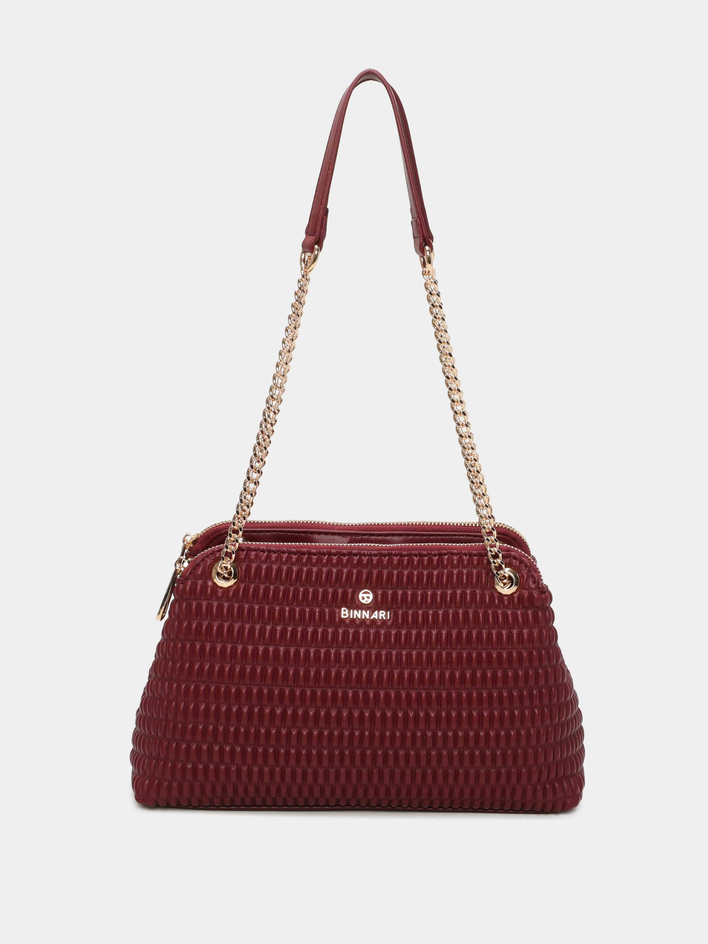 Binnari - Patty Bordeaux 2 Zip Shoulder Bag