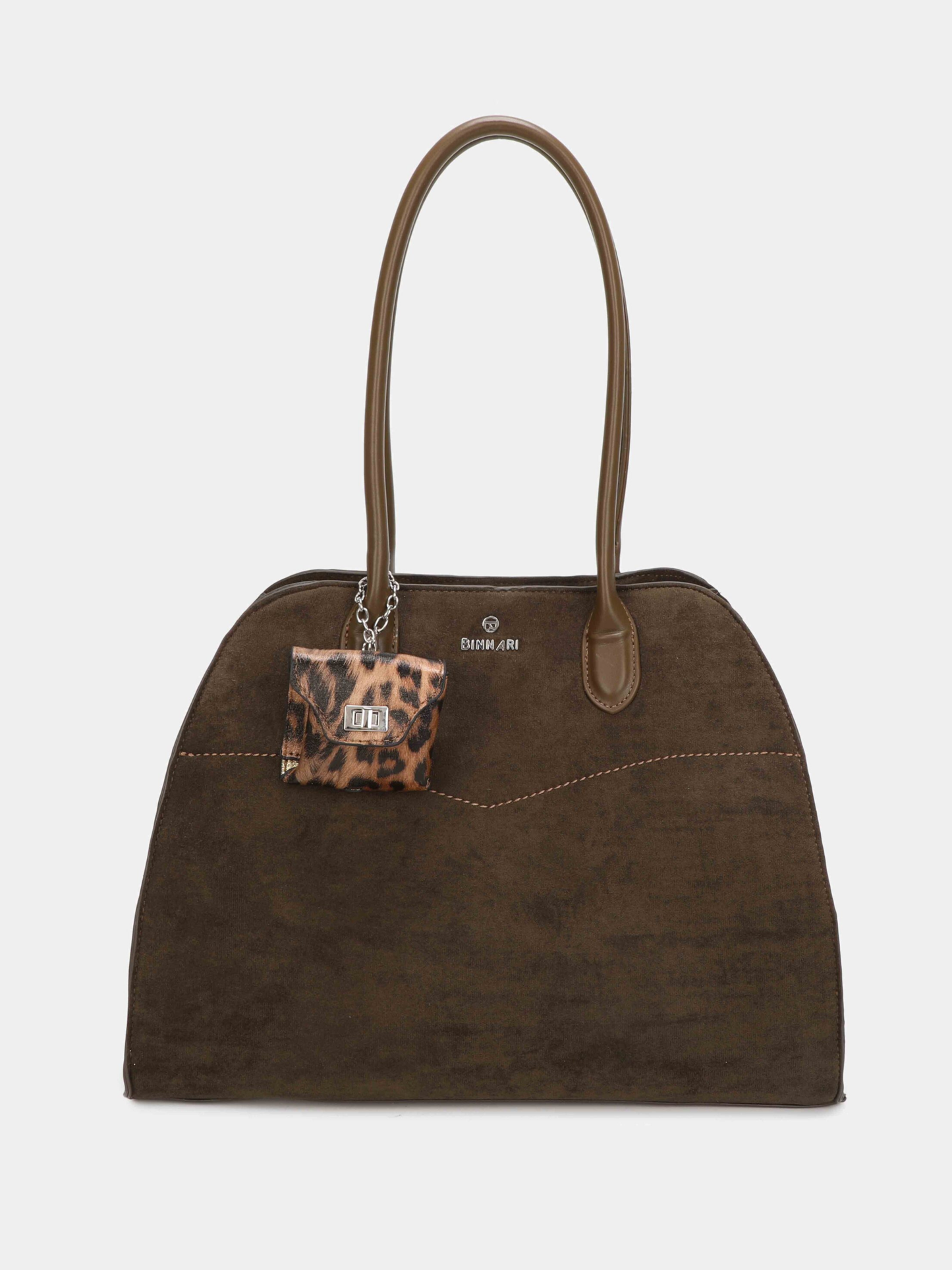 Binnari - Glen Khaki  Suede Large Two Handle Bag