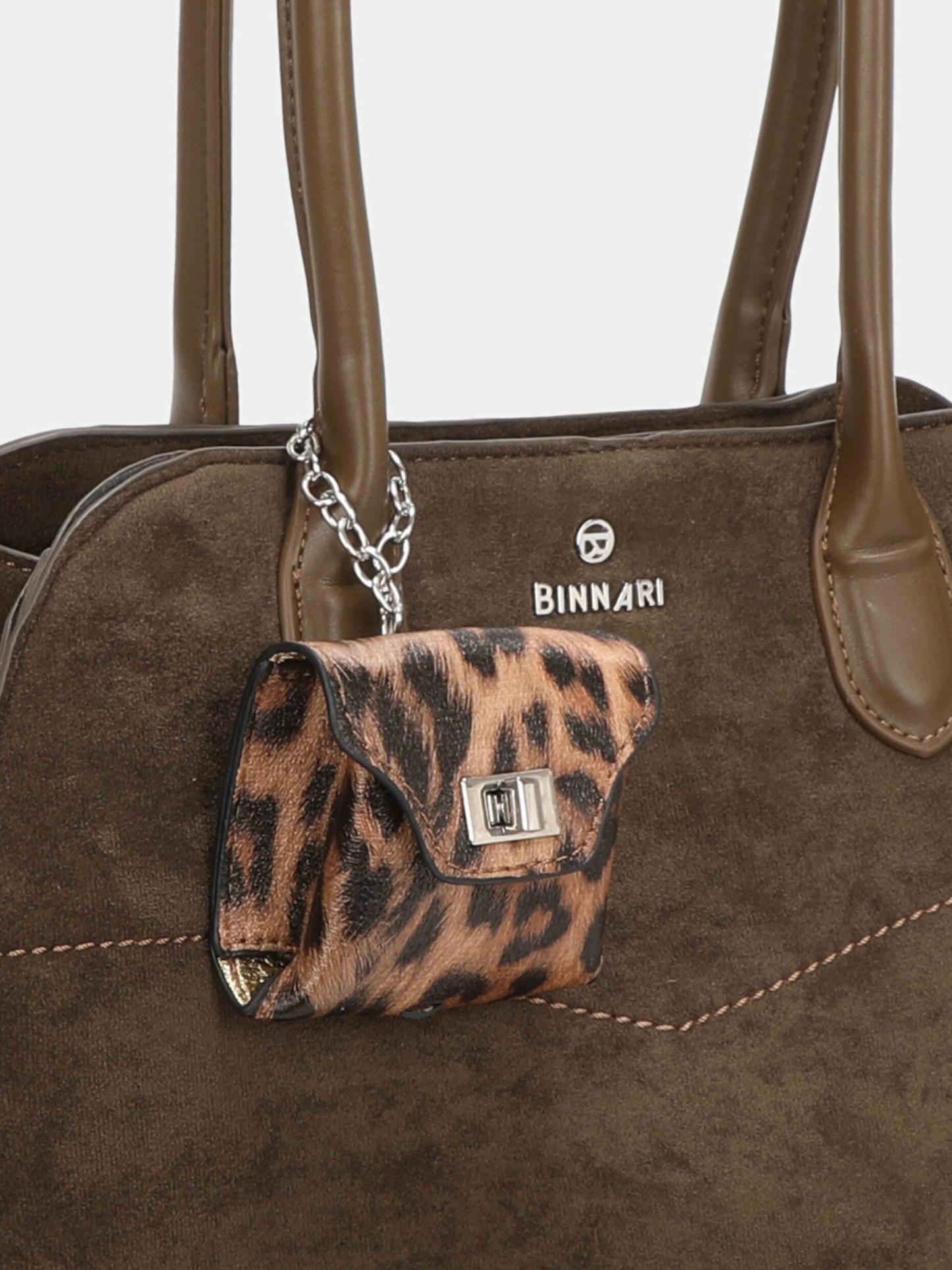 Binnari - Glen Khaki  Suede Large Two Handle Bag