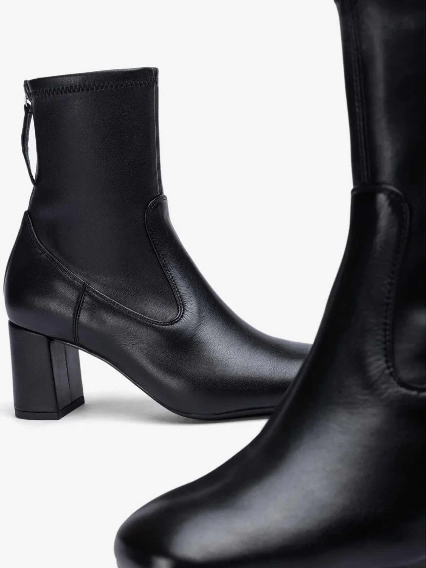 Unisa - Black Leather Block Heel Boot