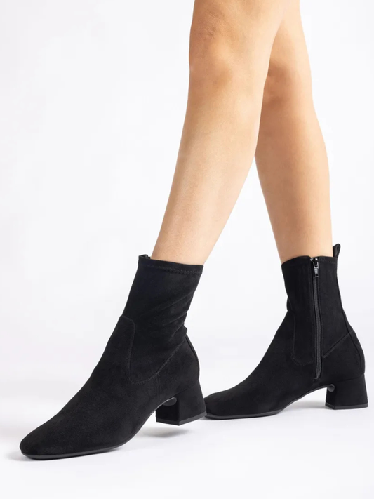 Unisa - Black Suede Low Block Heel Boot