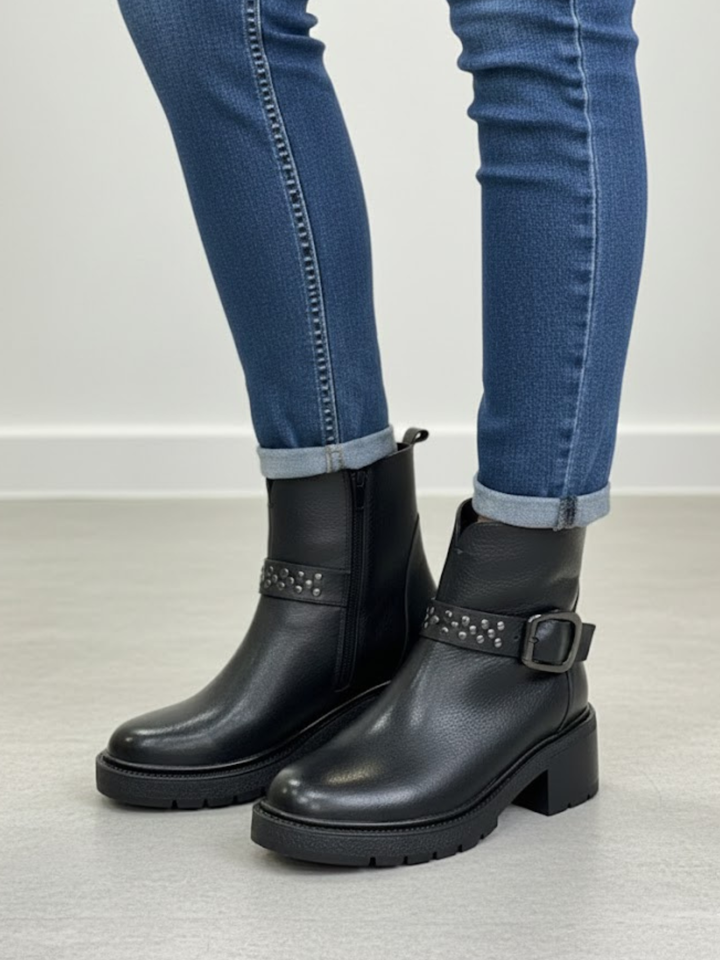 Loretta Vitale - Black Biker Style Leather Boot