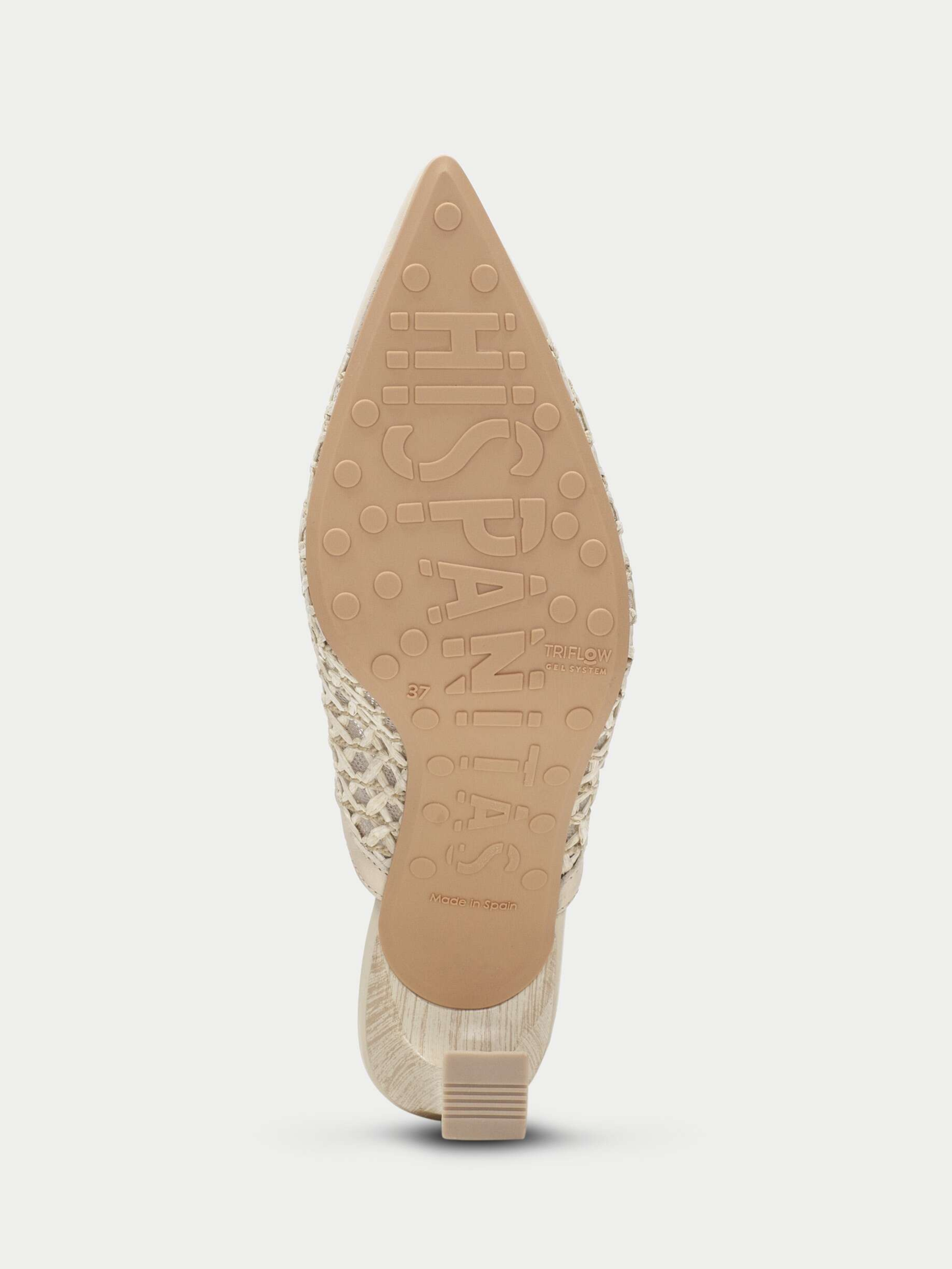 Hispanitas - Cream Pointy Toe Mary Jane Raffia Slingback Heels