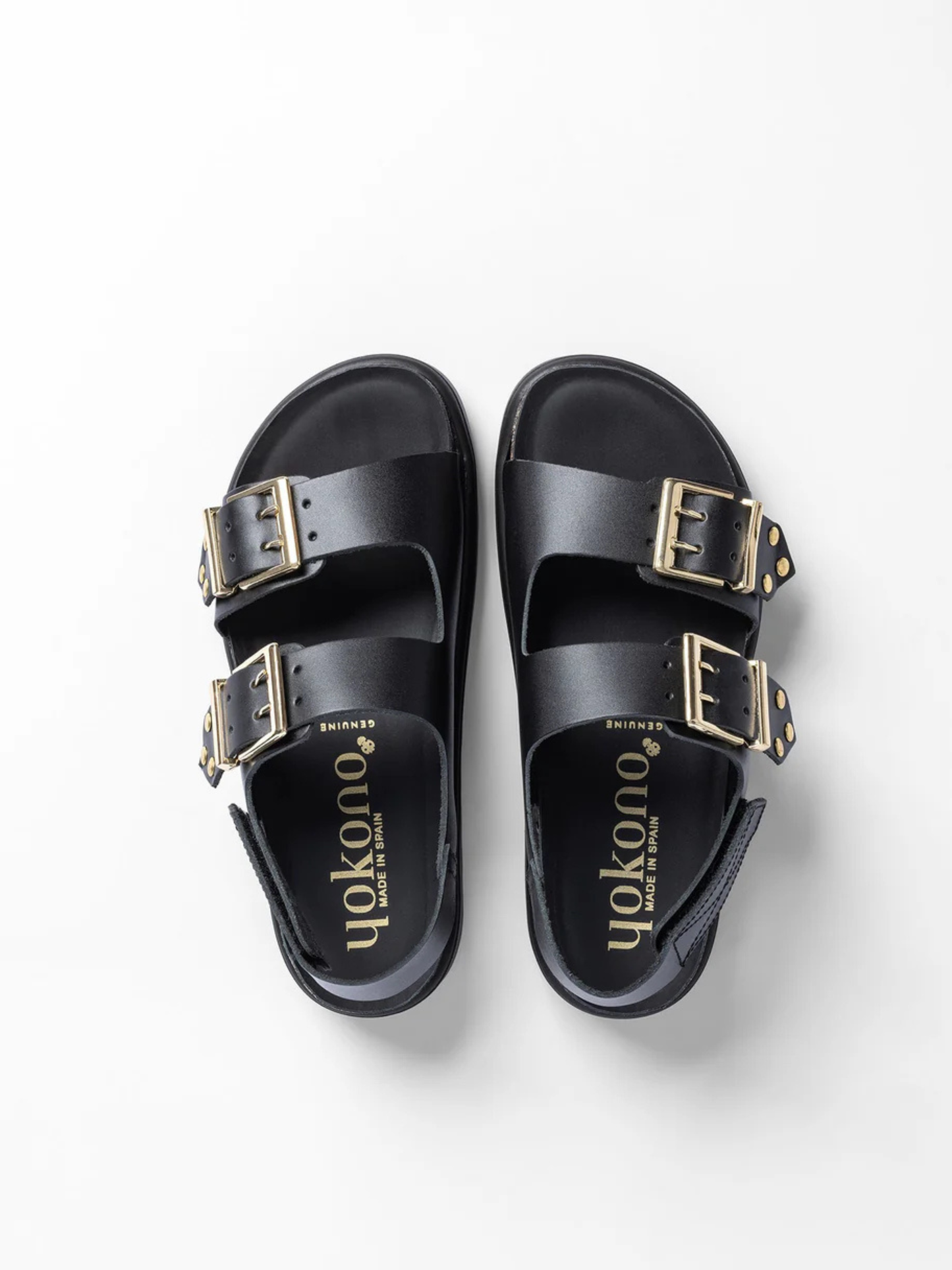 Yokono -Black Leather 2 Strap Sandal