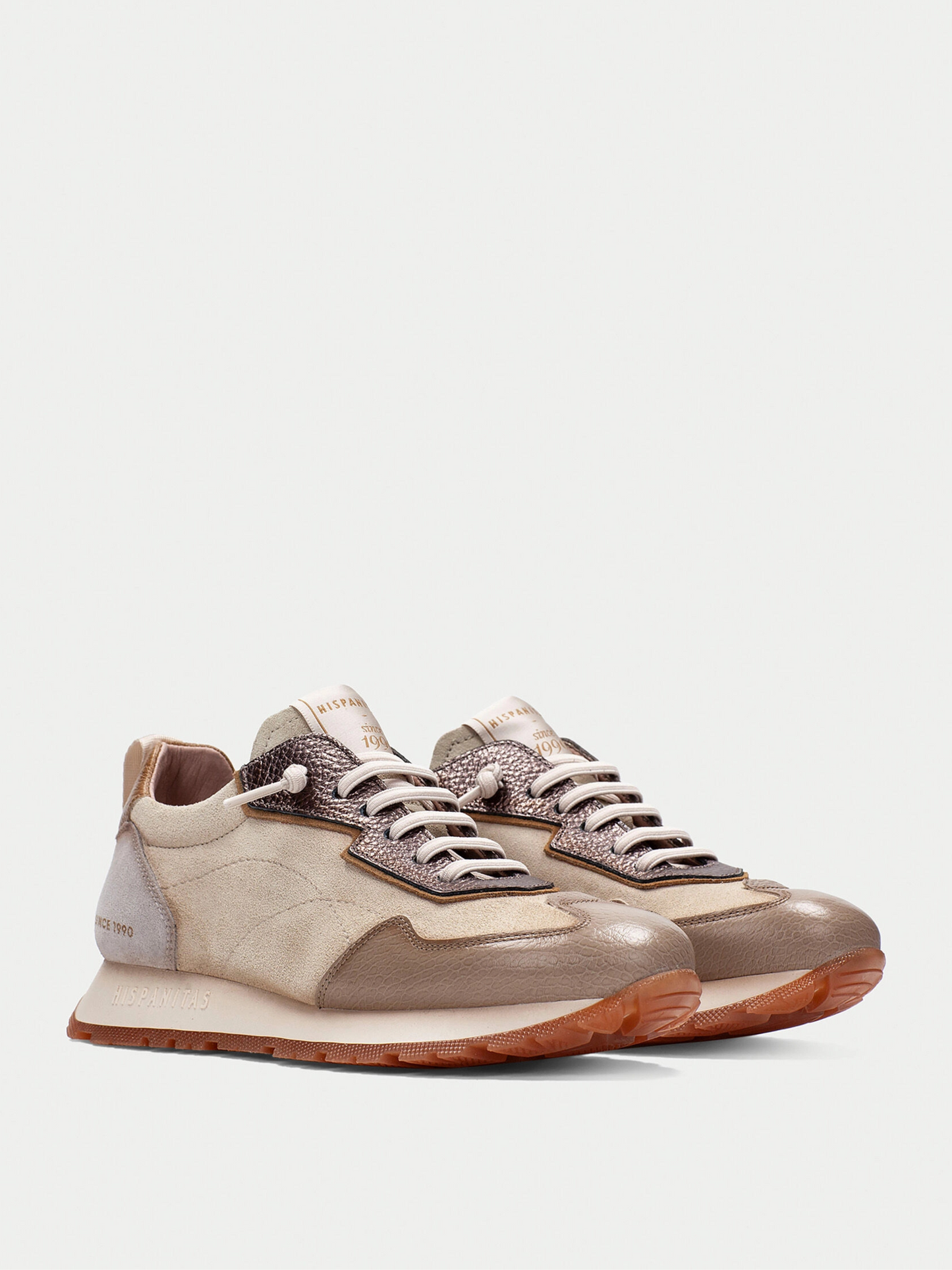 Hispanitas - Cream/ Taupe & Grey Mix Pull On Trainer
