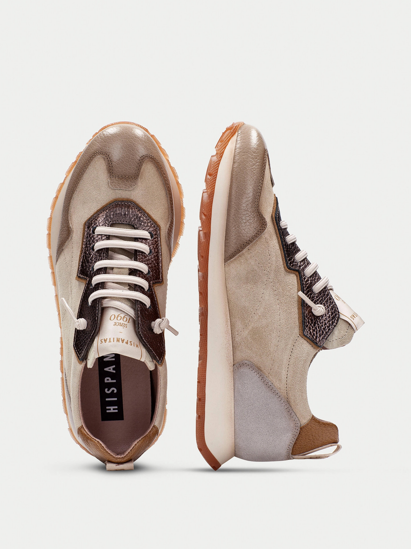 Hispanitas - Cream/ Taupe & Grey Mix Pull On Trainer