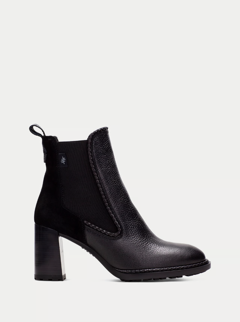 Hispanitas - Black Leather & Suede Mix Block Heel Boot