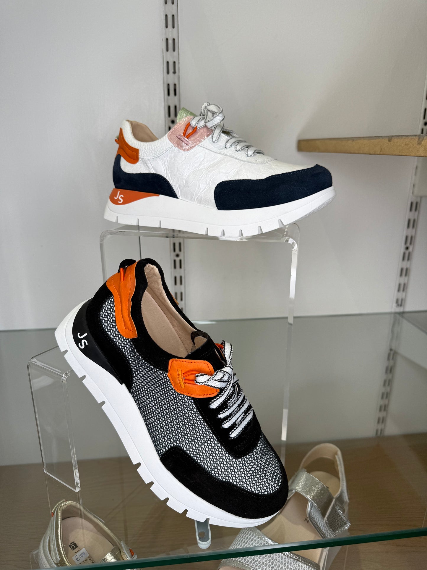 Jose Saenz - Navy, White & Orange Trim Lace Up Trainer