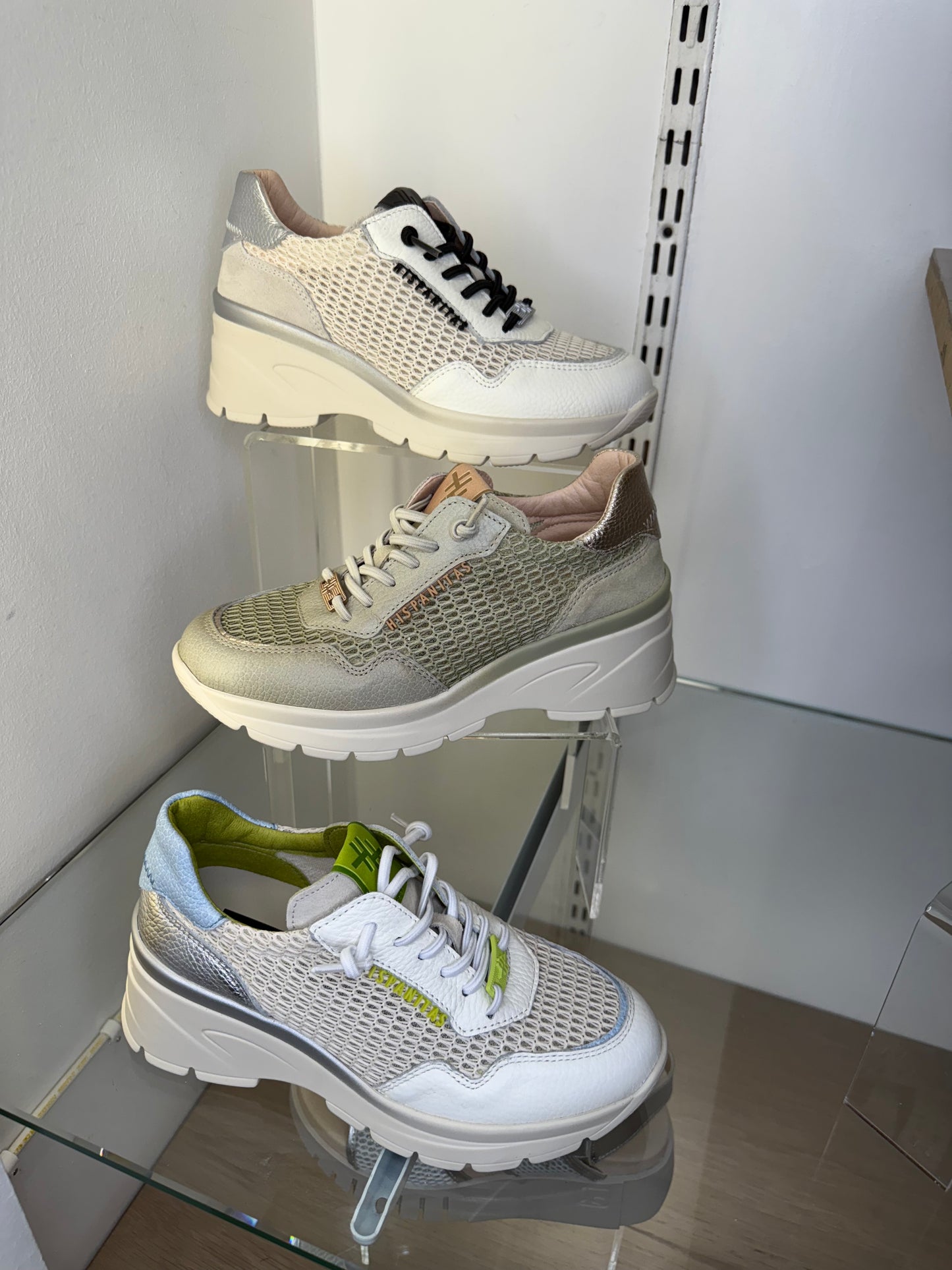 Hispanitas - Soft Green Leather Trainer With Bronze Trim