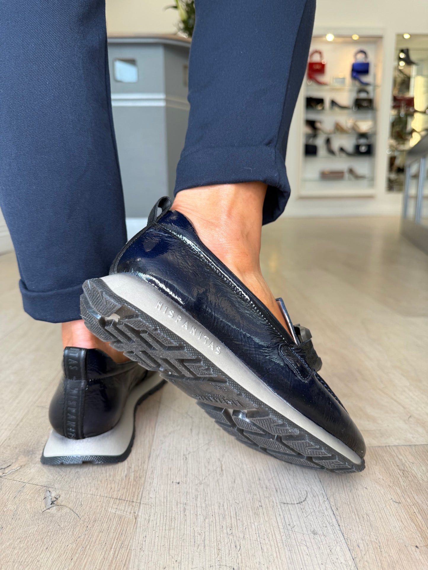 Hispanitas - Dark Navy Flexy Patent Slip On Shoe With Sporty Sole