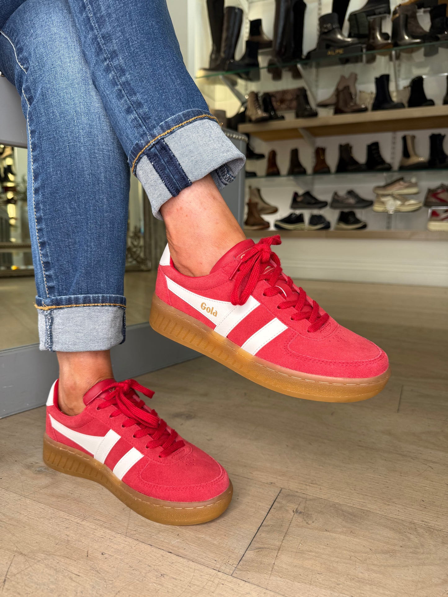 Gola - Grandslam Red Suede / White Trim Chunky Gum Sole Trainer