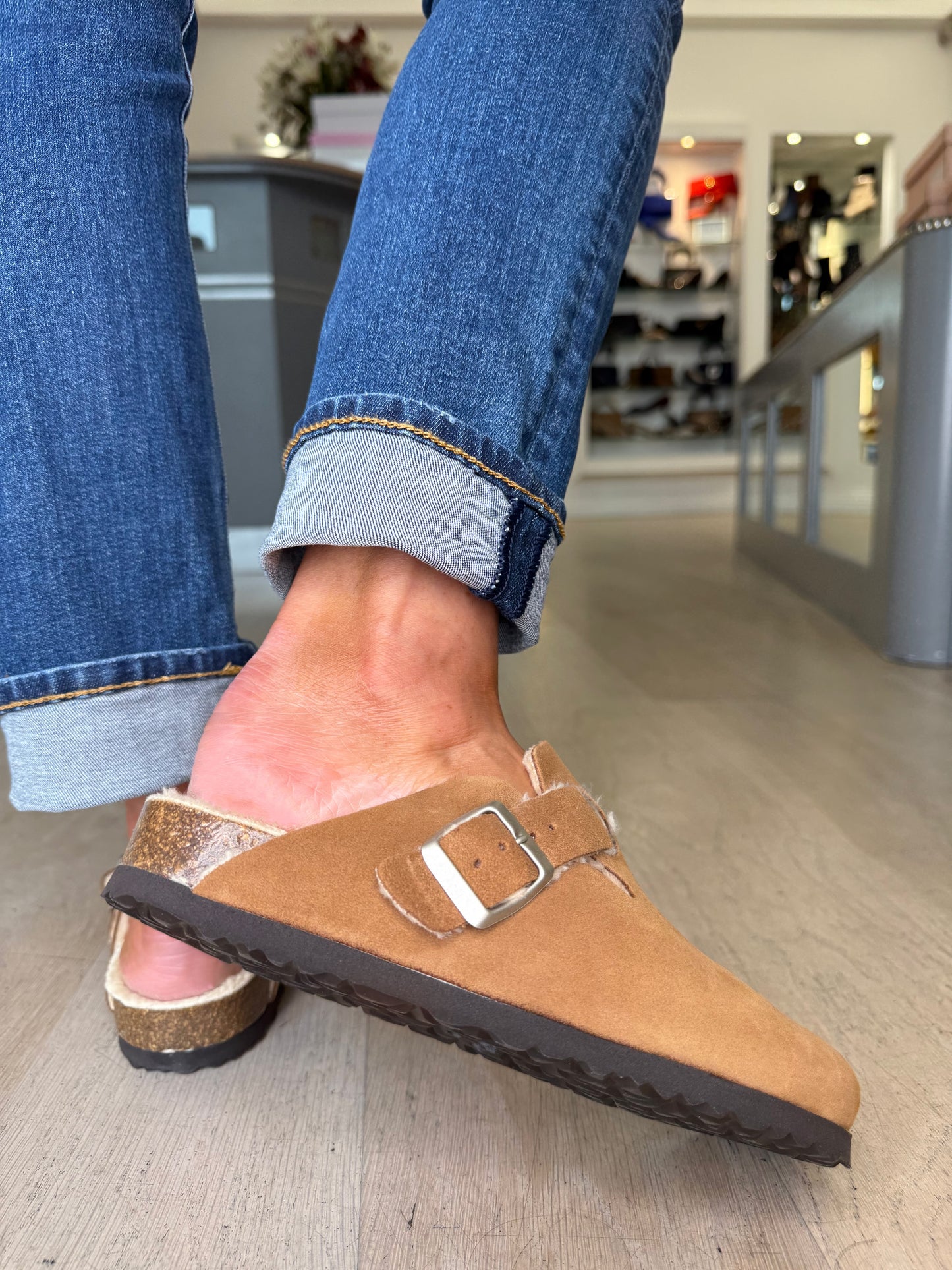 Another Step - Tan Suede Clog Mule