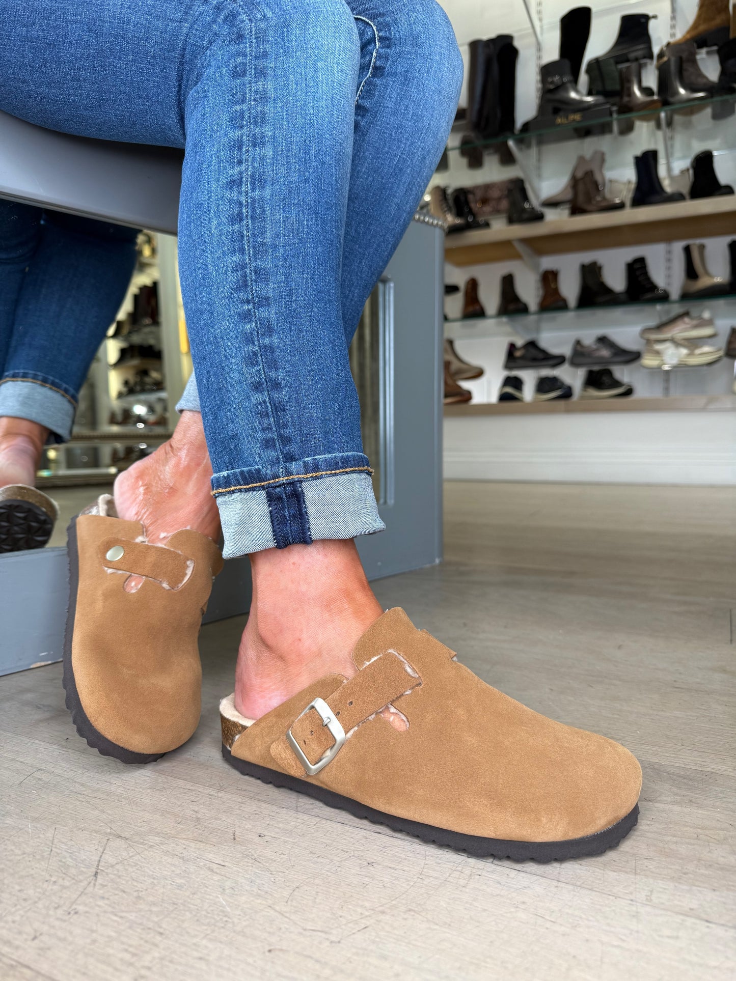 Another Step - Tan Suede Clog Mule