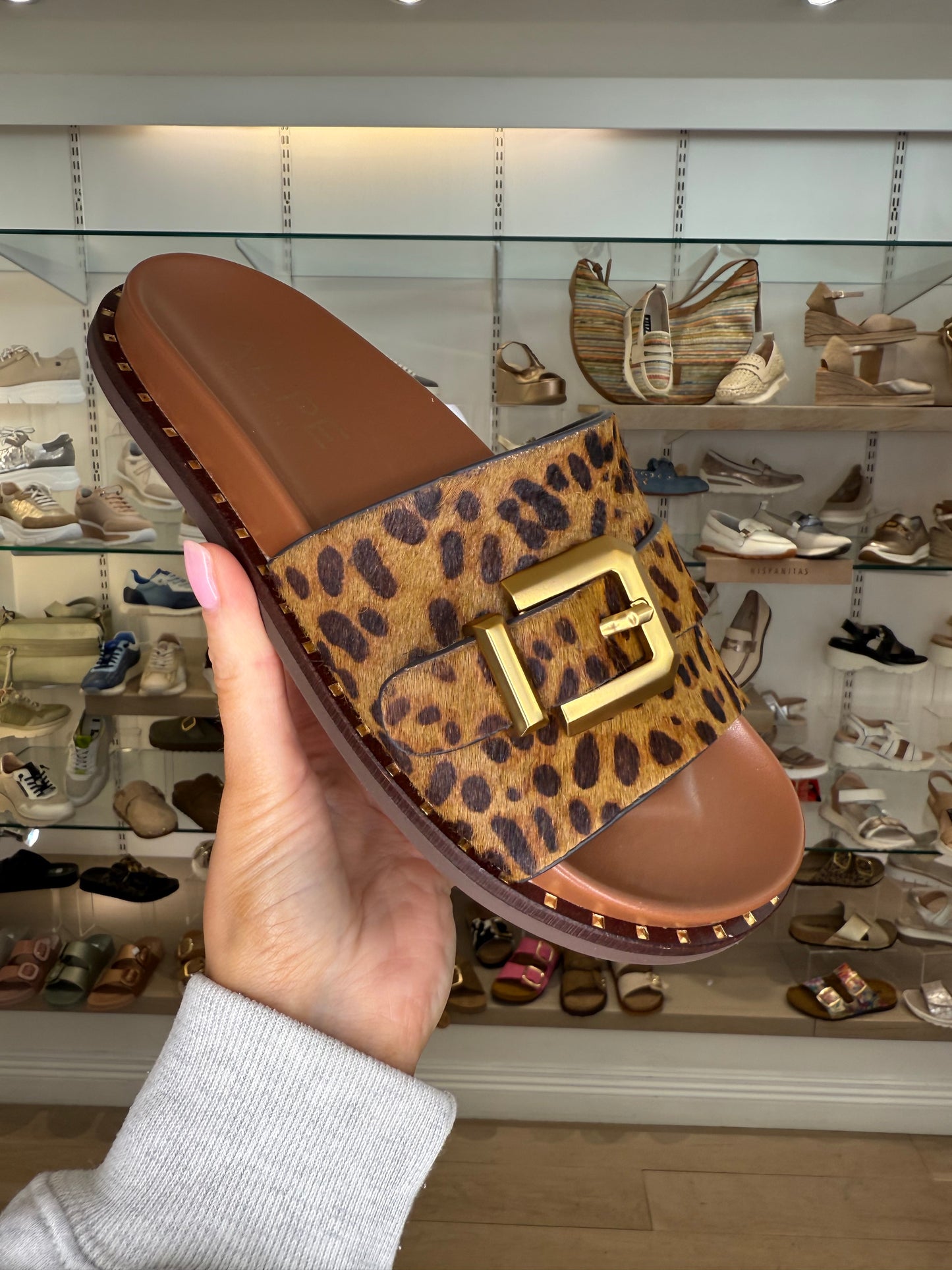 Alpe - Rich Leopard Print Slider With Buckle Trim