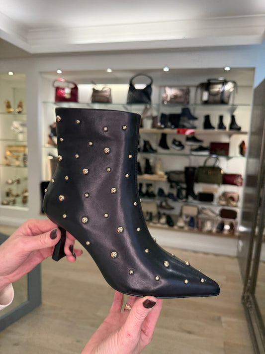 Pedro Anton -Black & Gold Stud Pointy Toe Boot