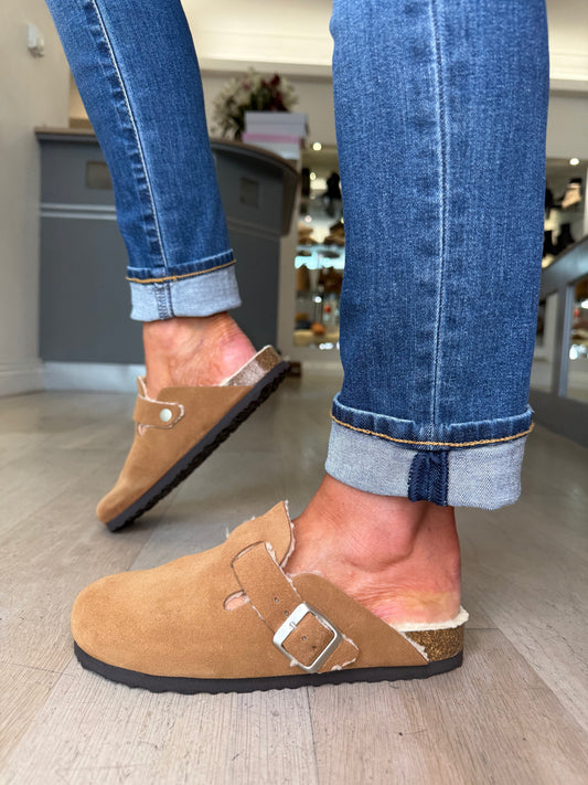 Another Step - Tan Suede Clog Mule