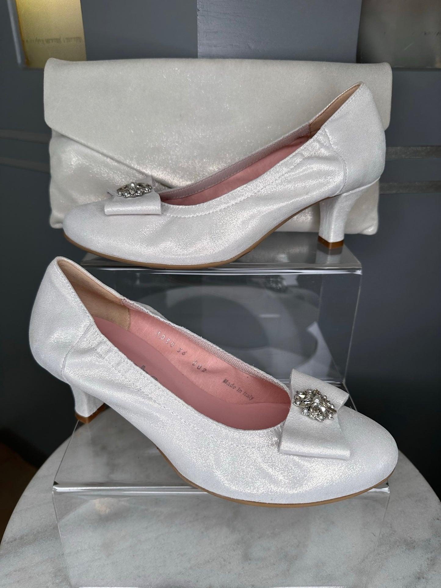 Le Babe - Silver Shimmer Fabric Matching Bag