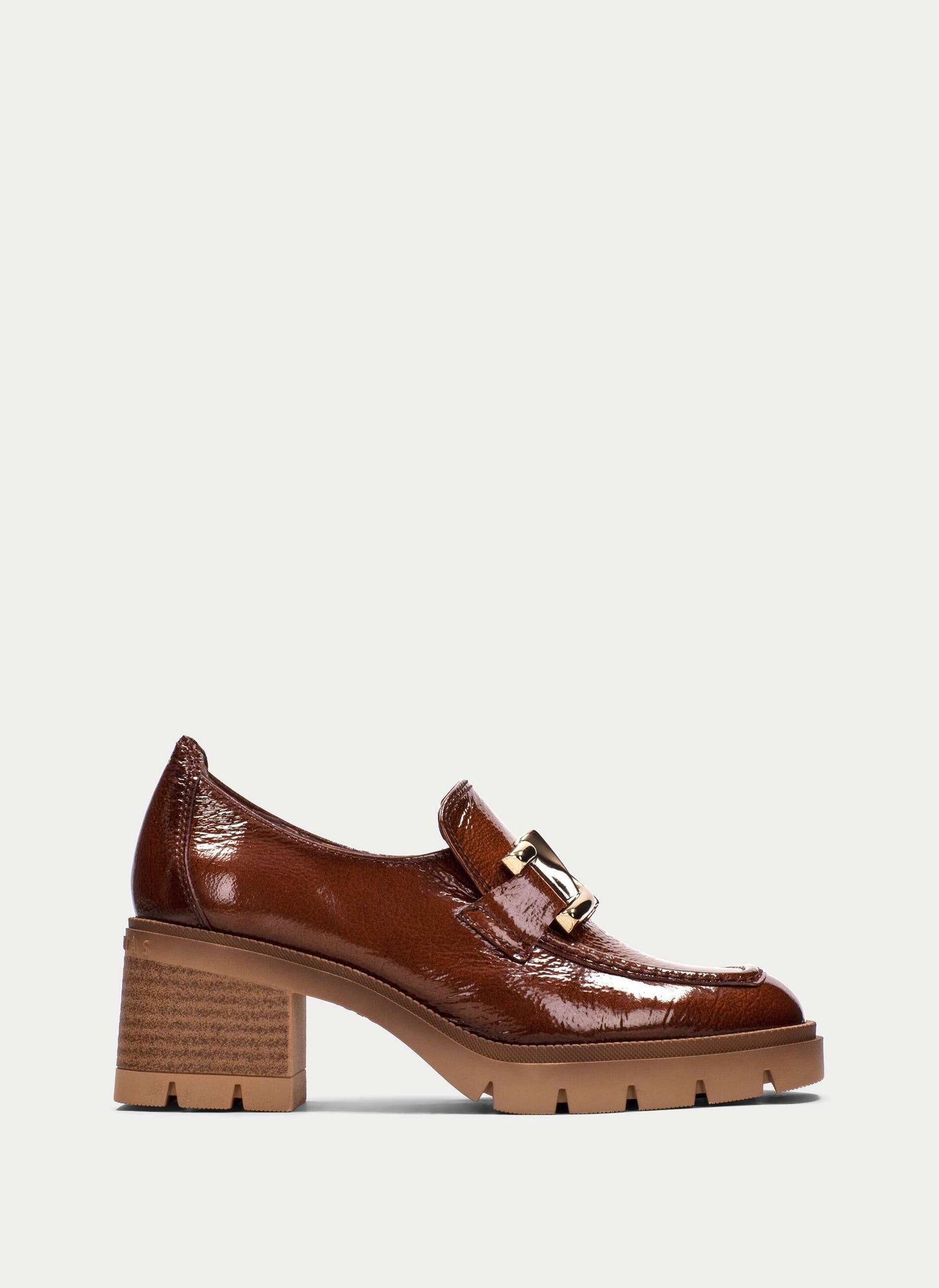 Hispanitas - Everest Tan Chunky Patent Brogue With Gold Trim