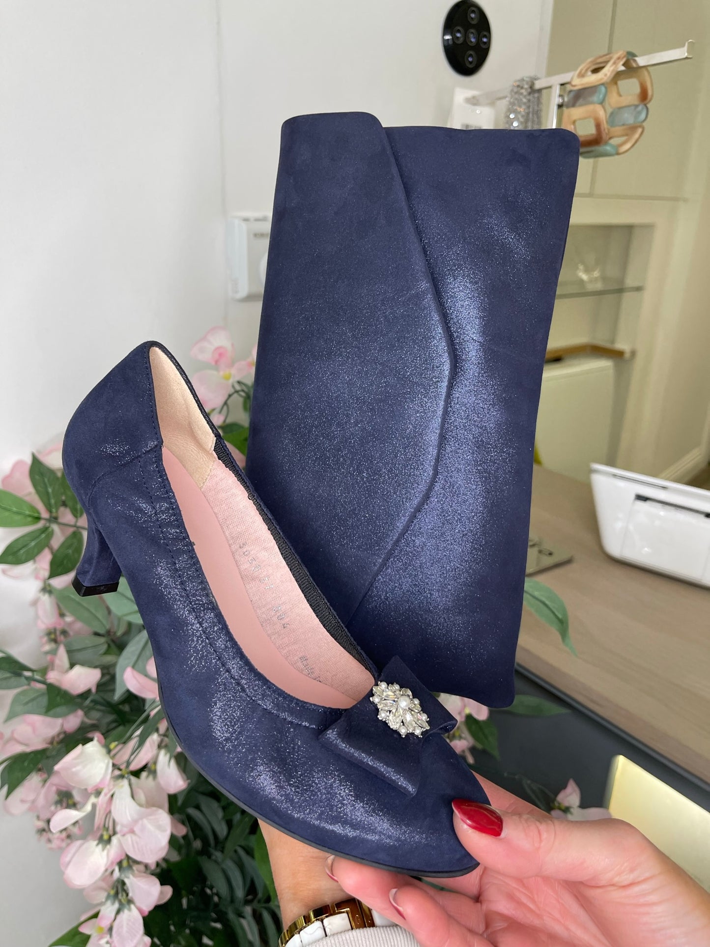 Le Babe - Navy Shimmer Fabric Matching Bag