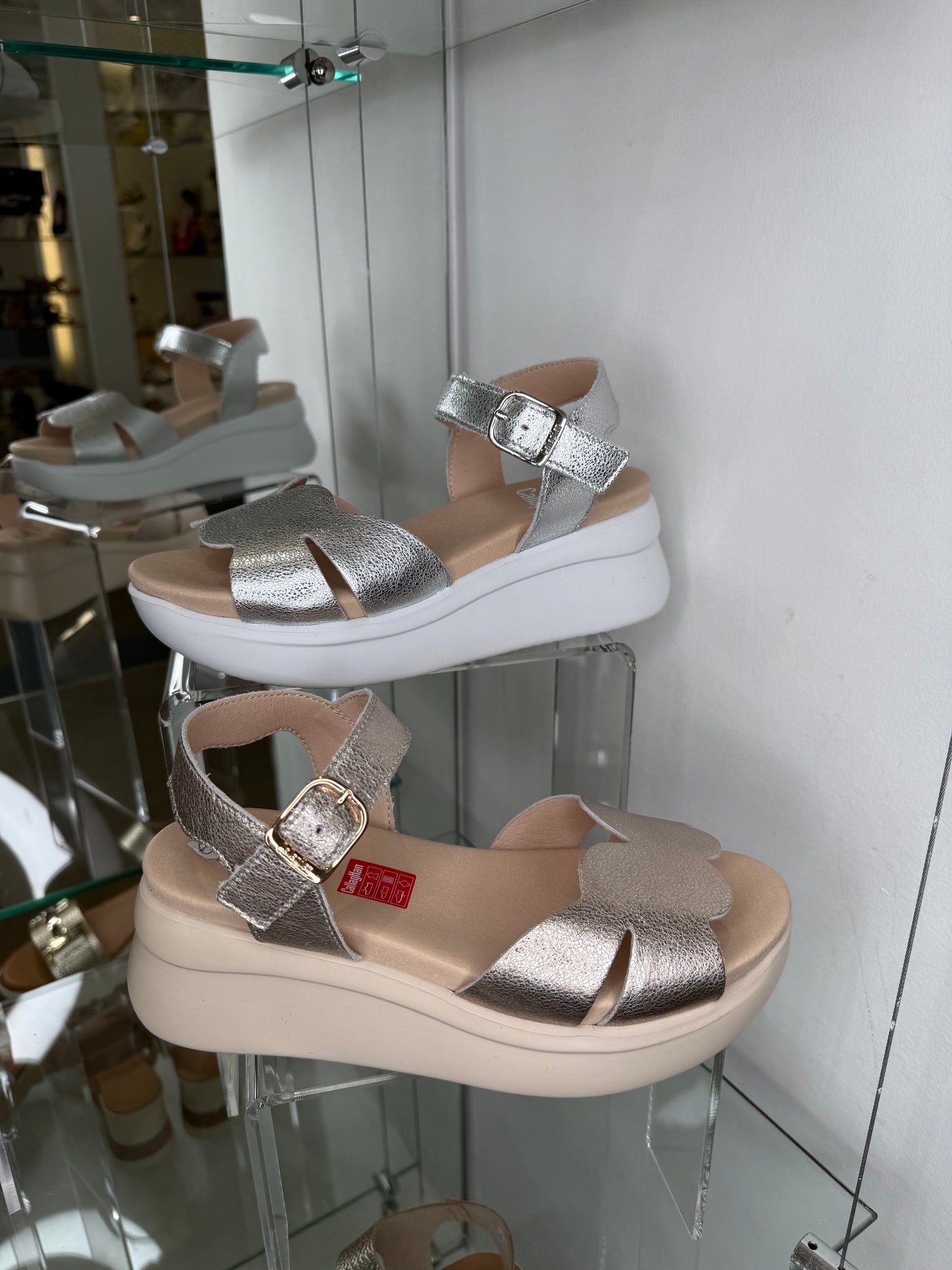Callaghan -Soft Metallic Gold Scalloped Wedge Sandal
