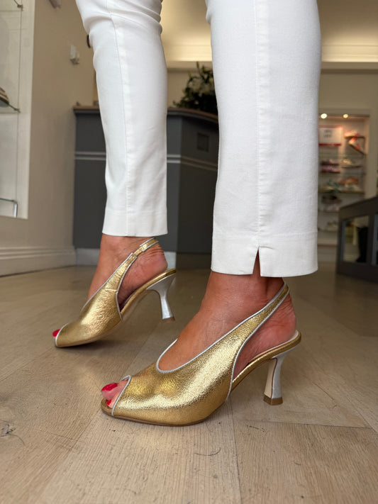 Marian -Soft Metallic Gold Peep Toe Slingback Heels