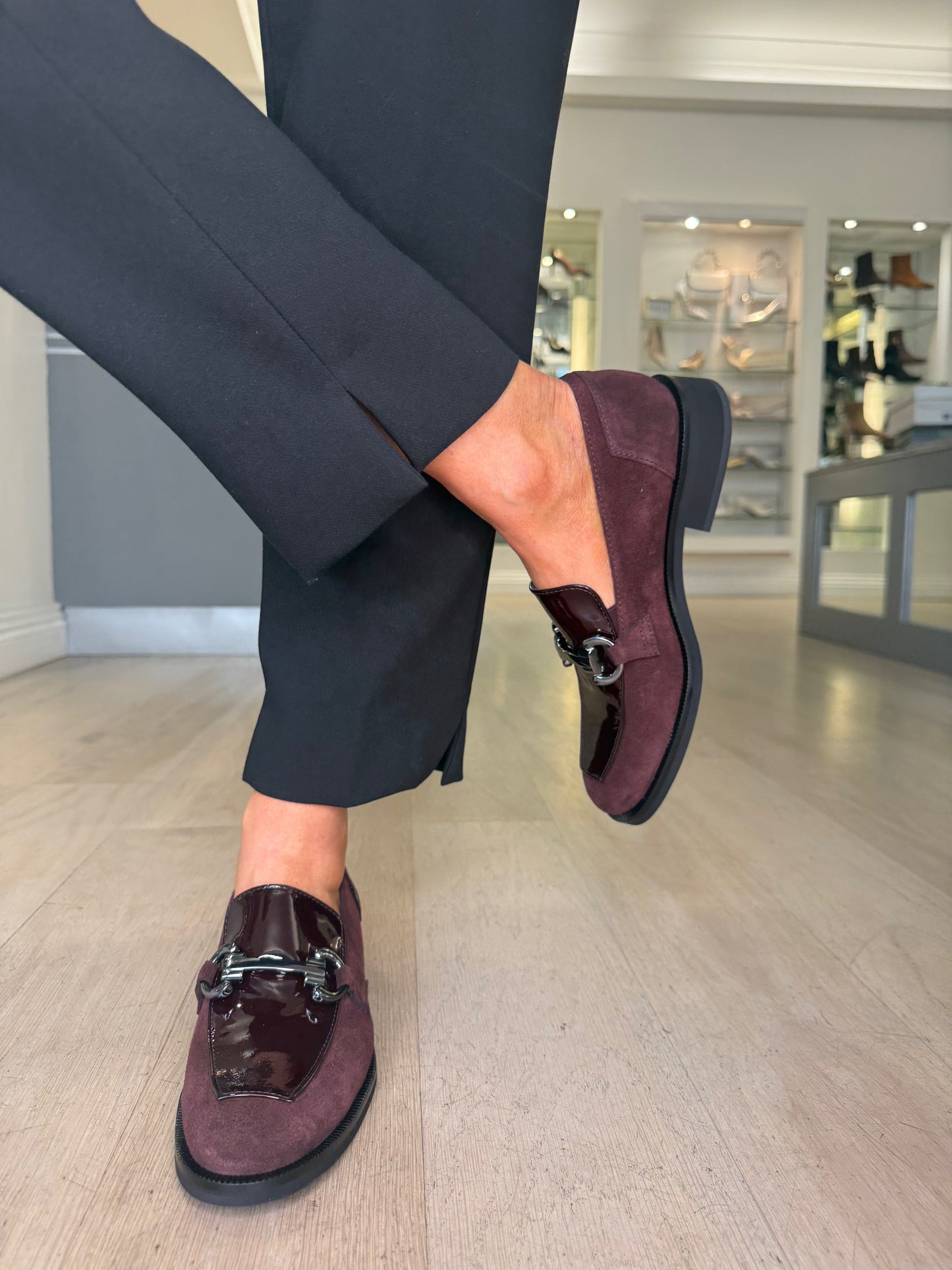 Marco Moreo - Rich Burgundy Suede & Black Patent Slip On Loafer