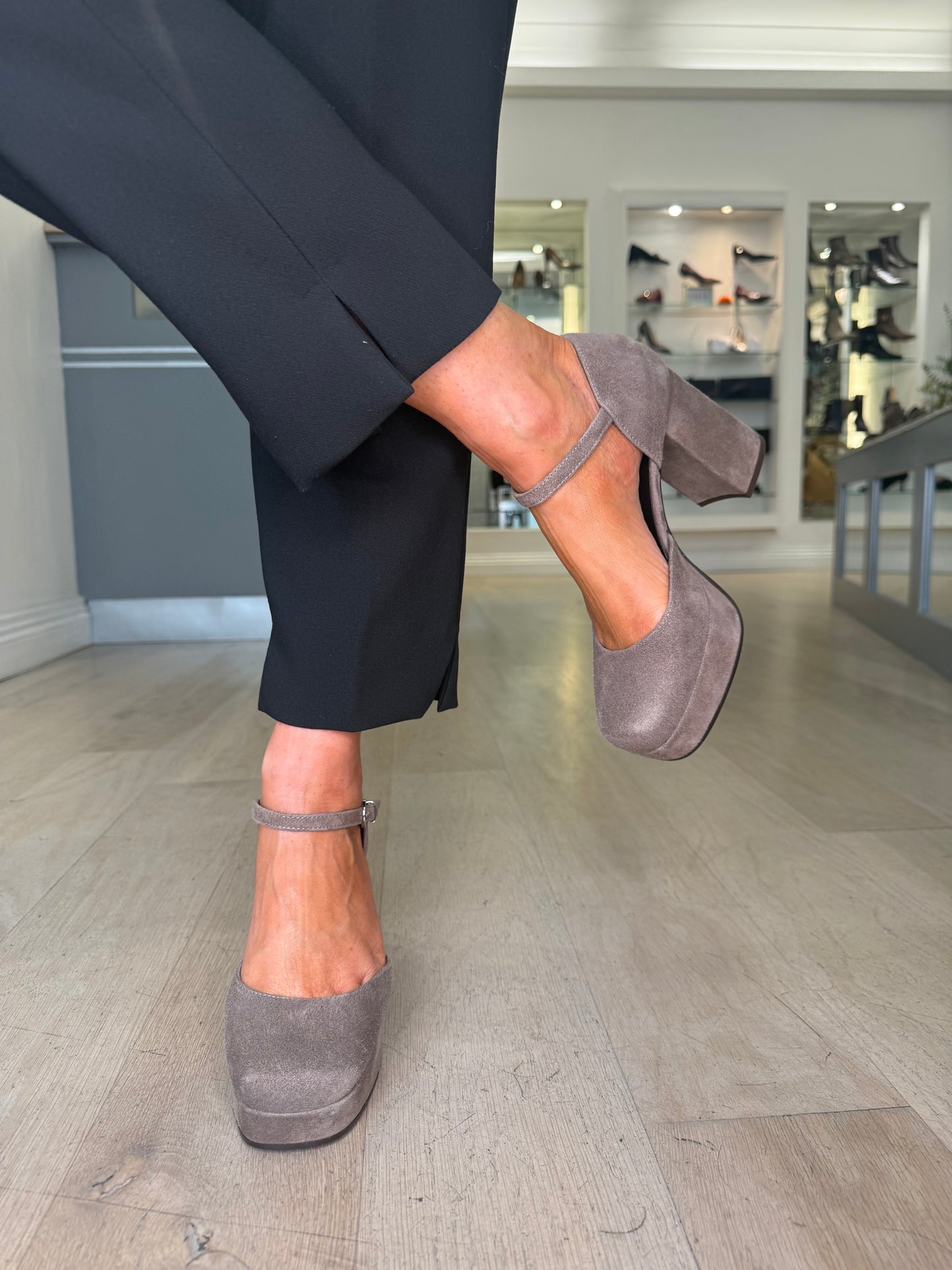 Marco Moreo - Nicole Mink Suede Block Heel Mary Jane Shoe