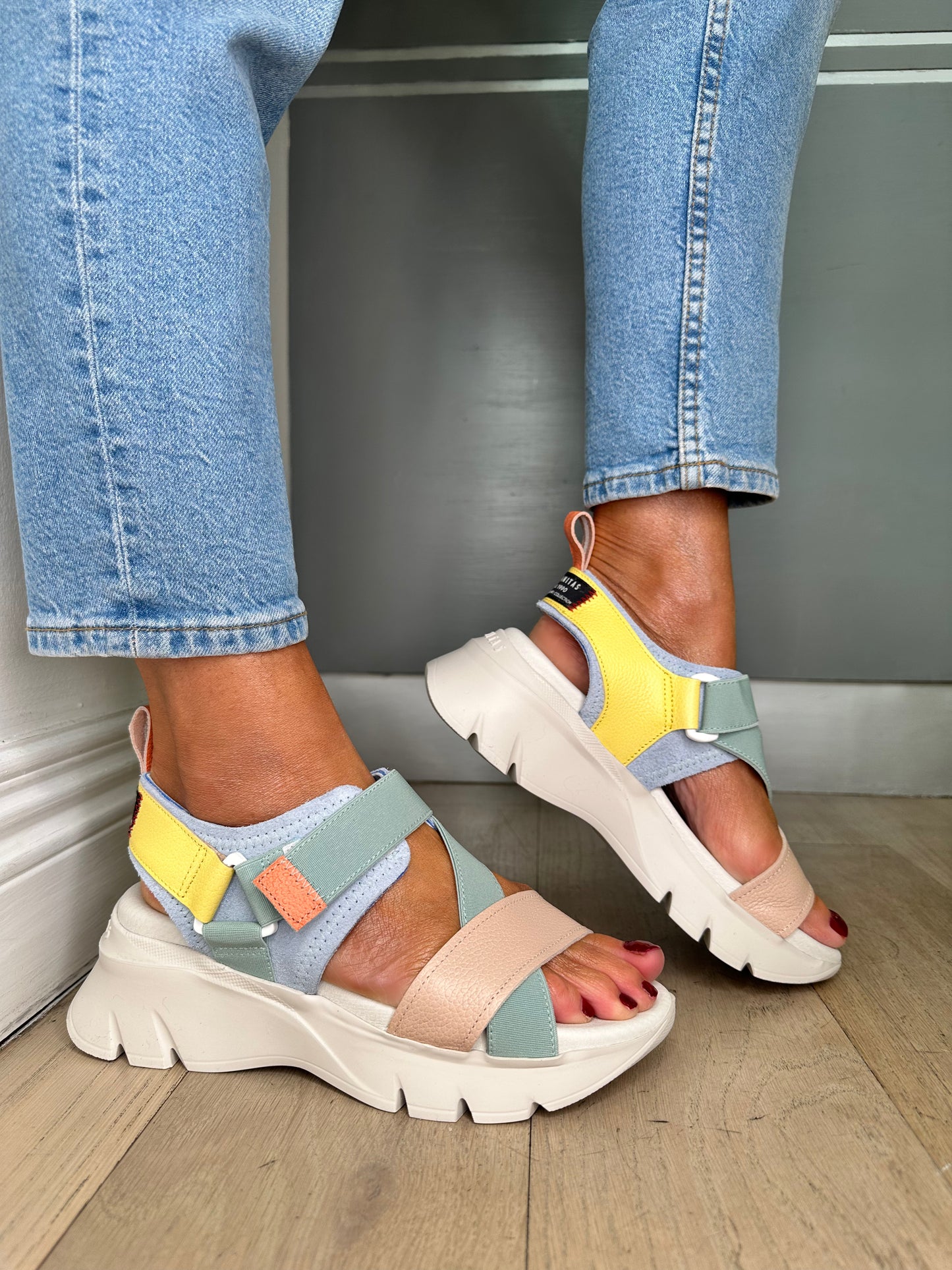 Hispanitas - Soft Multicoloured Chunky Sole Sandal With Velcro Strap