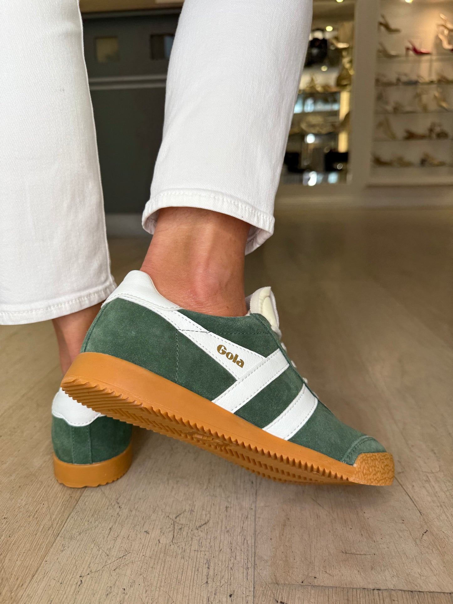 Gola - Elan Evergreen Suede Trainer With White Leather Trim