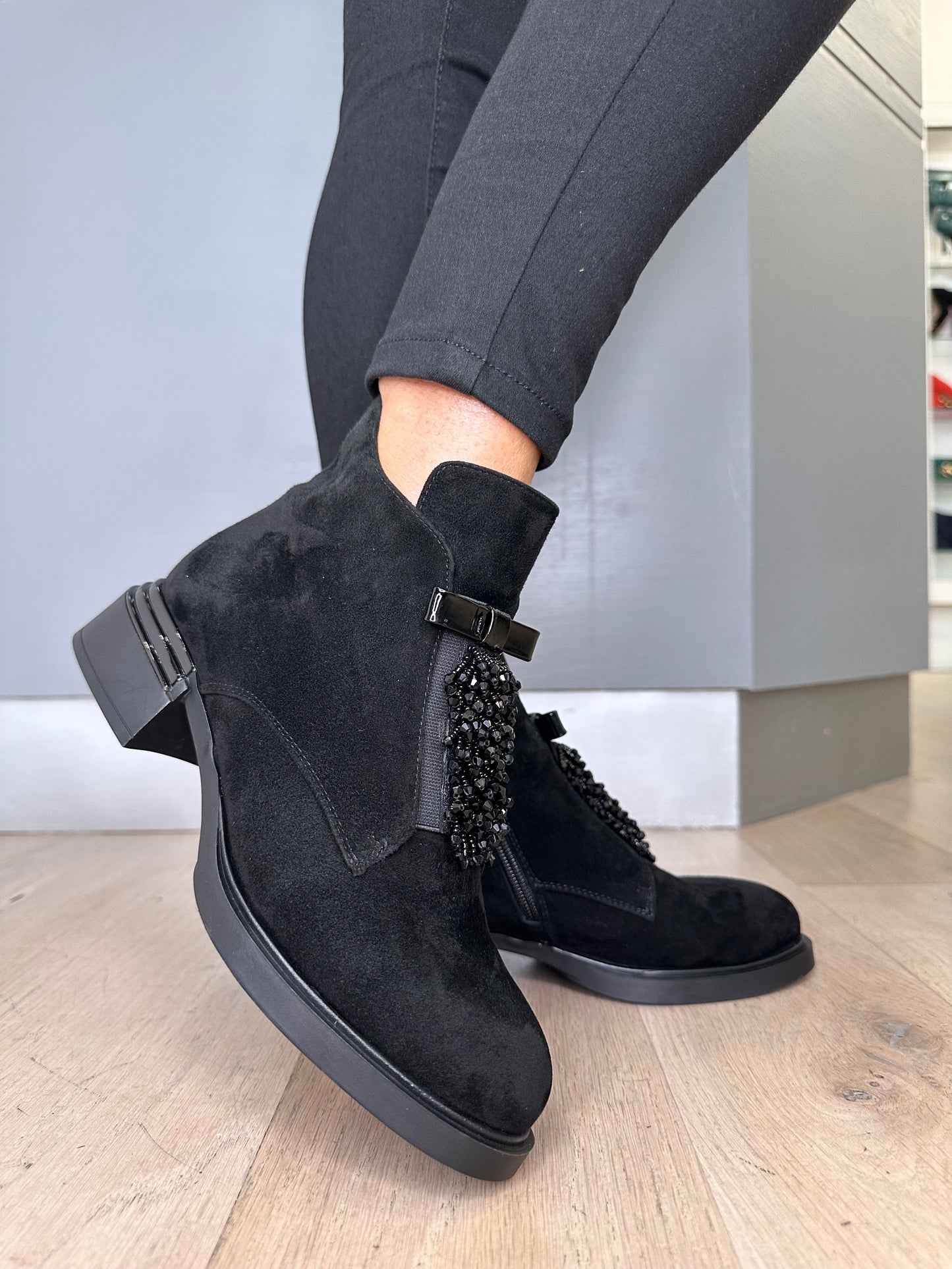 Loretta Vitale - Black Suede Chelsea Style Boot With A Tassel Trim