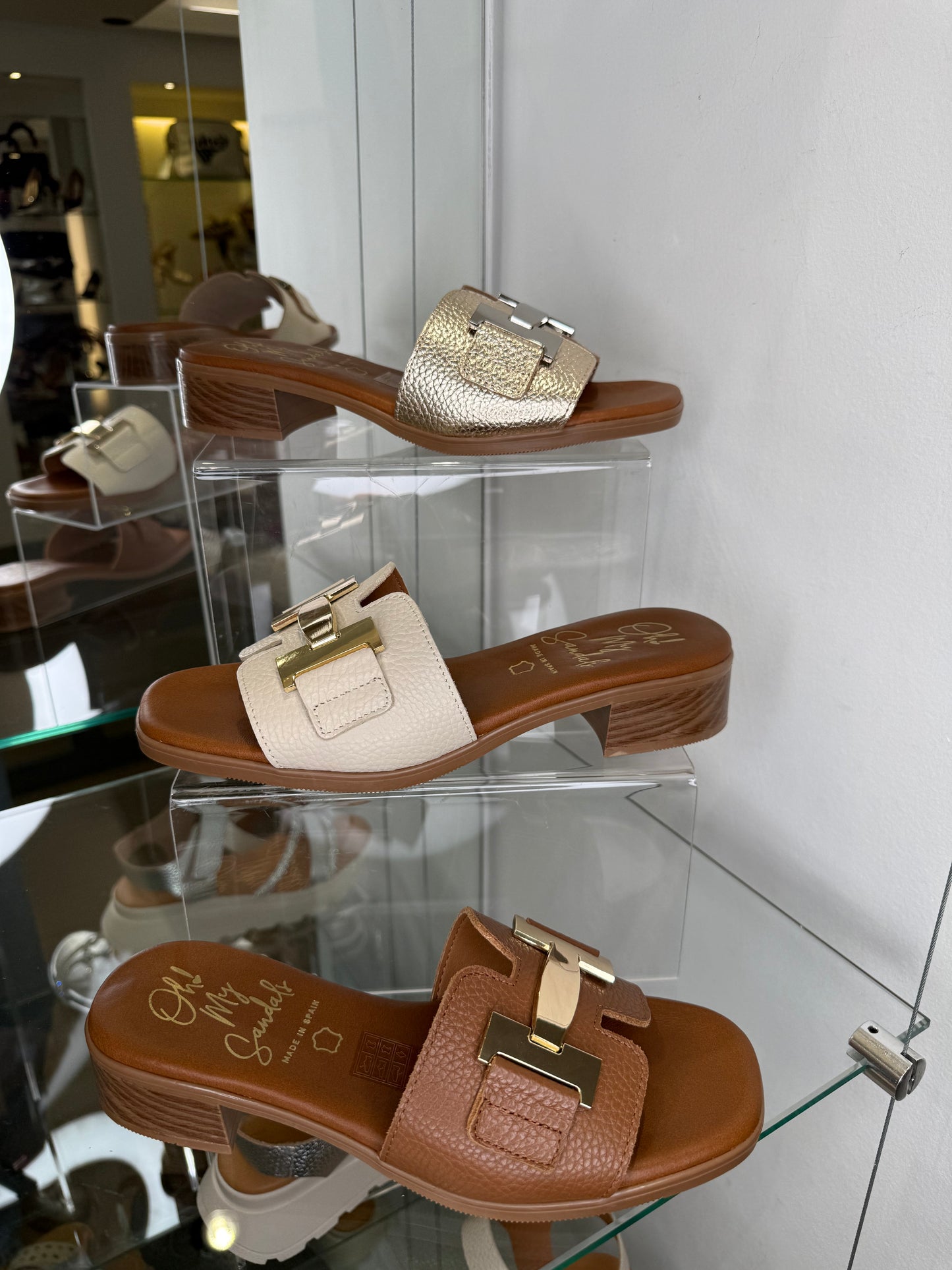 Oh My Sandals - Soft Gold Leather Sliders