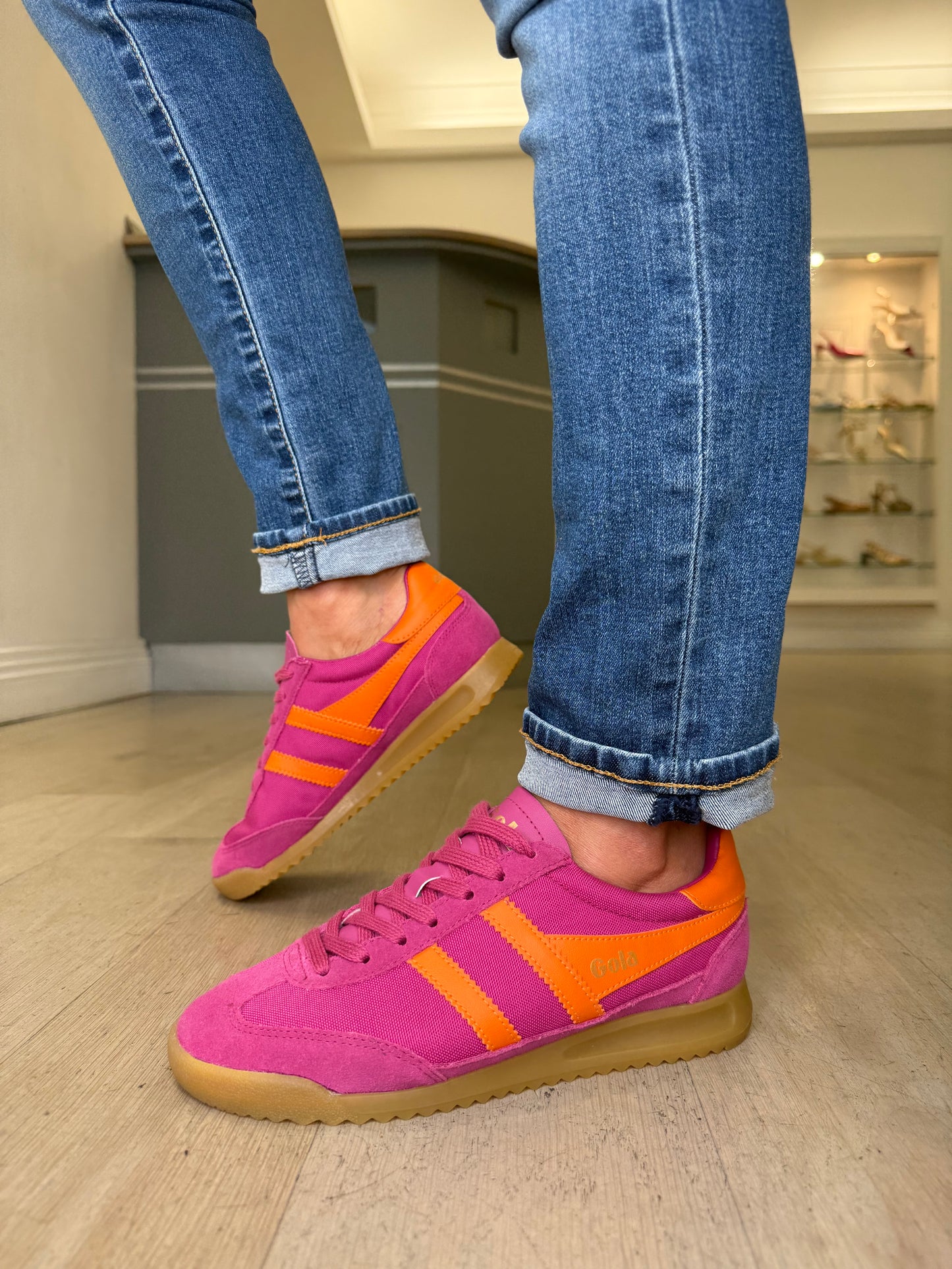 Gola - Tornado Fuchsia Pink Trainer With Orange Trim