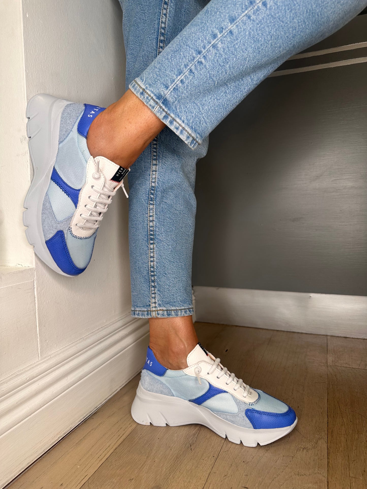 Hispanitas -Blue & White Mix Pull On Mesh Trainer