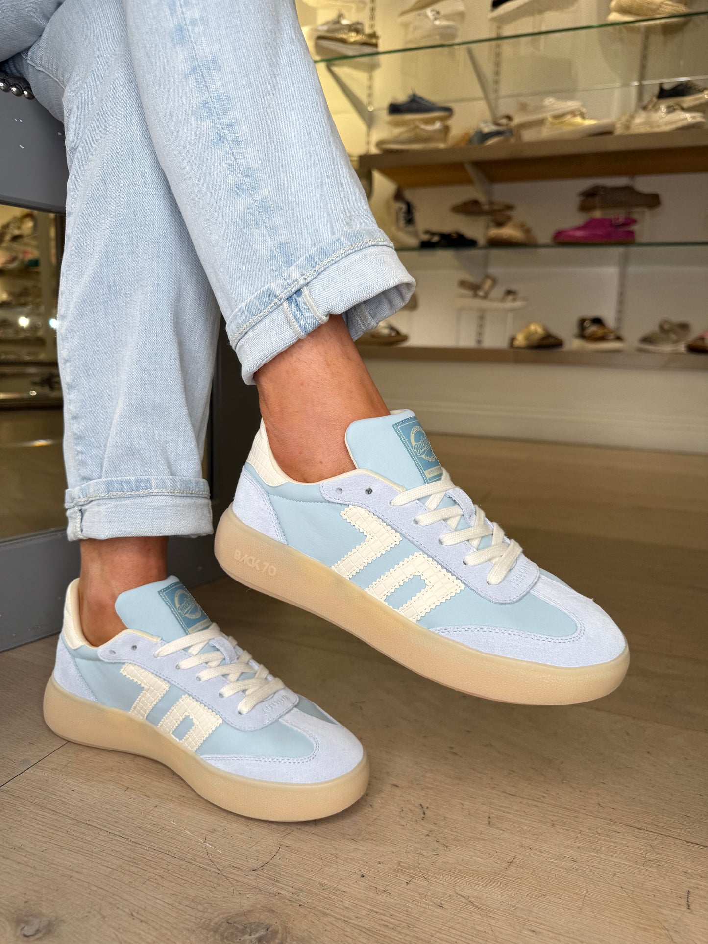 Back 70 - Sky Blue Platform Trainer With Fresh White Trim