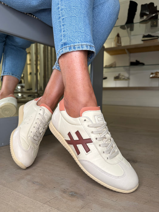Another Trend - Rich Cream Trainer With Brown& Soft Coral Trim